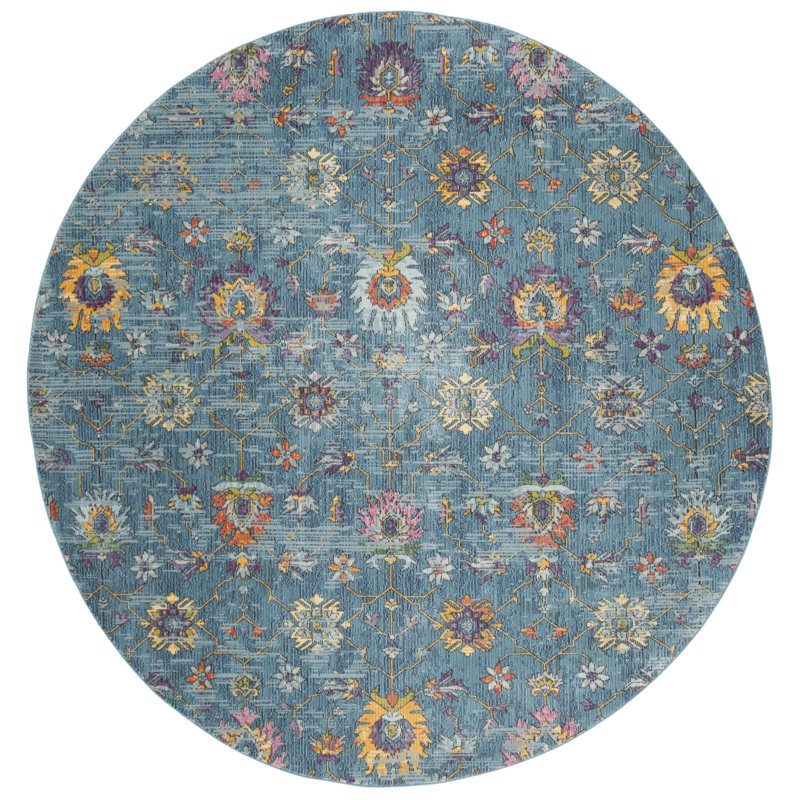 Athiya 100 Performance Floral Rug, Round 6'7"