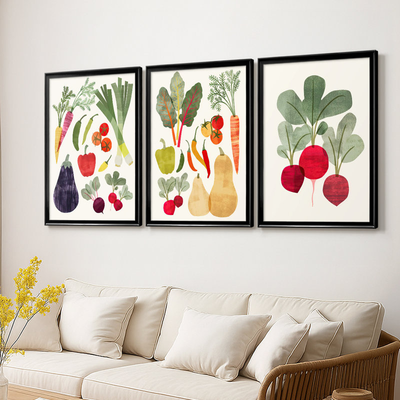 Garden Offering I  -Custom Framed  Wrapped Gallery Canvas - 3 Pieces, 19'' H x 27'' W