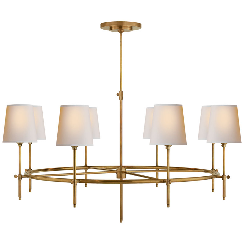 Thomas O'Brien Bryant Large Ring Chandelier, Hand-Rubbed Antique Brass, Paper