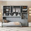 Lit escamotable simple simple avec placard, tiroirs et bureau - Multifonctionnel, gris