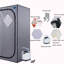 Pleine vapeur portative corps entier - centre de spa à domicile. Gris. Génératrice 2,2L. Température maximale de 150 ° F. Approuvé. Télécommande avec minuterie. Chaise pliable incluse. Imperméable et résistant à la chaleur. , Anti-fuite, 9