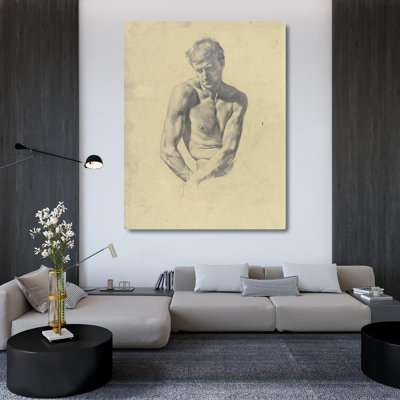 "Masculin semi-nu" par Karl Stauffer-Bern - Toile tendue avec châssis