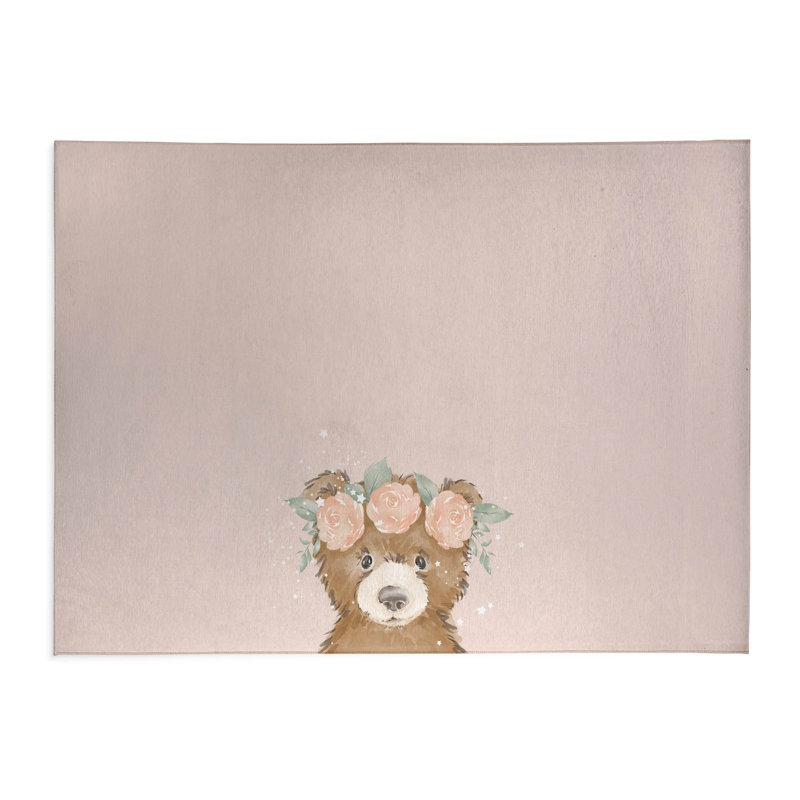 Bearly Kids Play Mat, Pink/Brown/Pink, Rectangle 5' x 7'