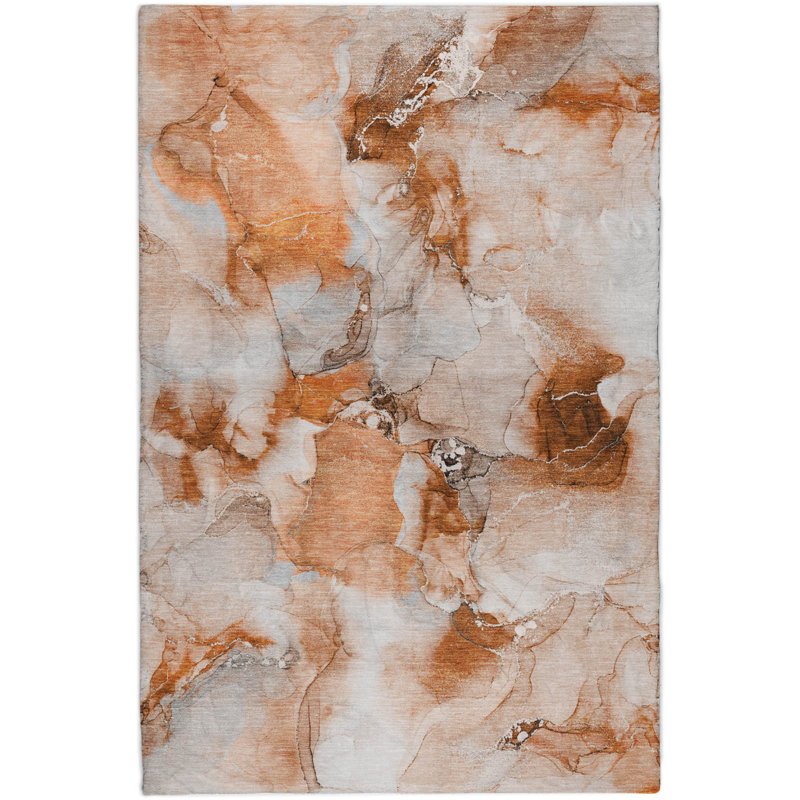 Premium Machine Washable Dream Shag ADS526 Watercolors Rug, Paprika, 8' x 10'