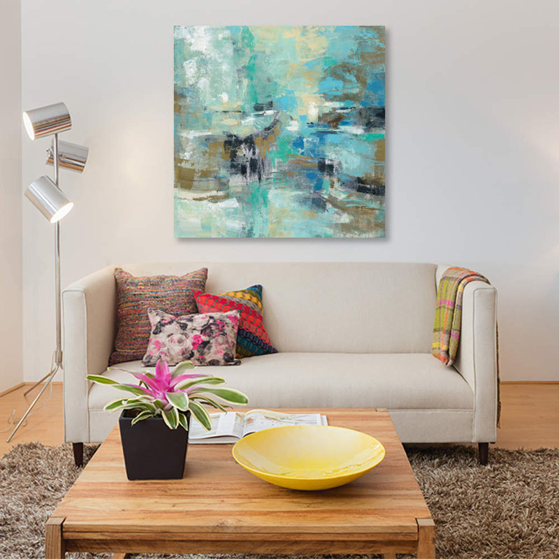 Fjord Reflections by Silvia Vassileva - Painting on Canvas, 45.72 cm H x 45.72 cm W x 3.175 cm D, Wrapped Canvas