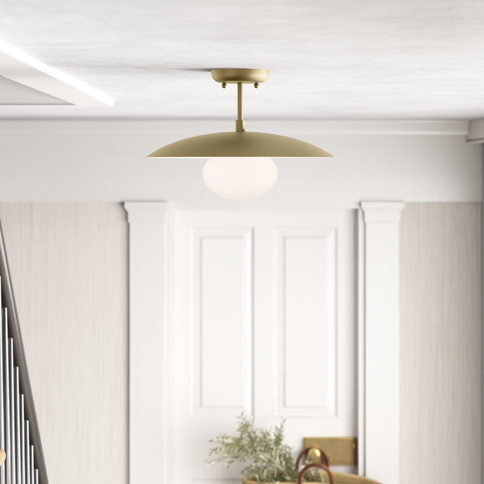 Del 41" Single Light Semi Flush Mount, Brass