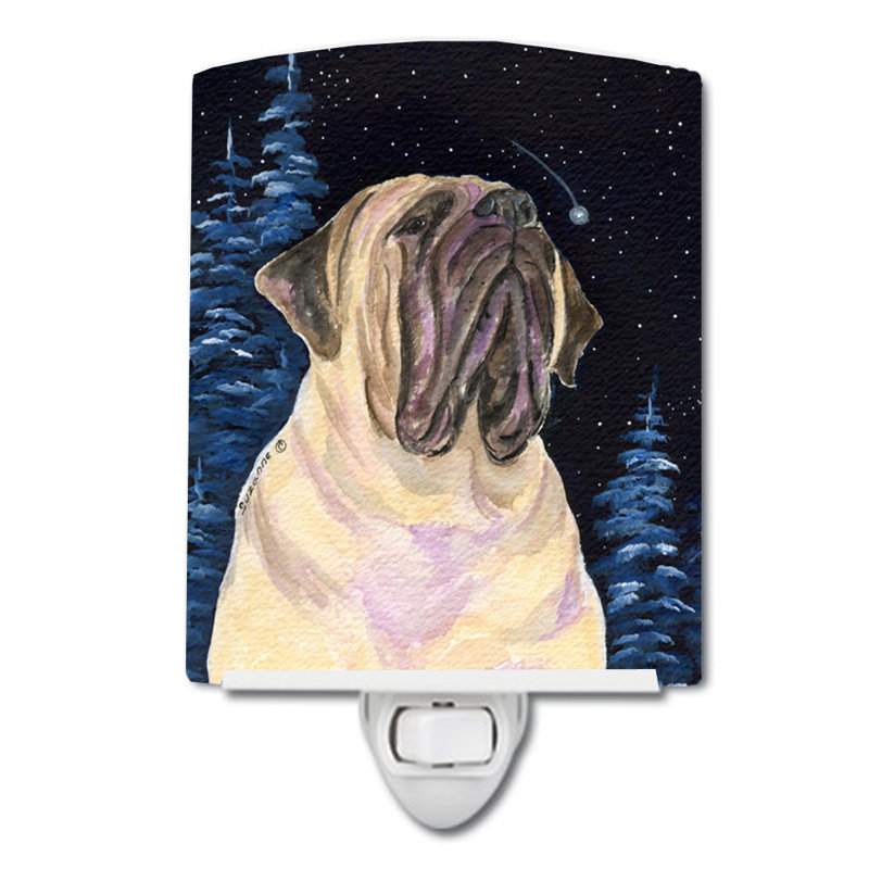 Starry Mastiff Ceramic Night Light