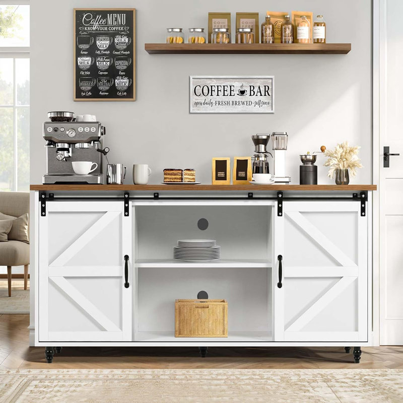 58'' Farmhouse Gourd Feet Sideboard,Coffee Bar