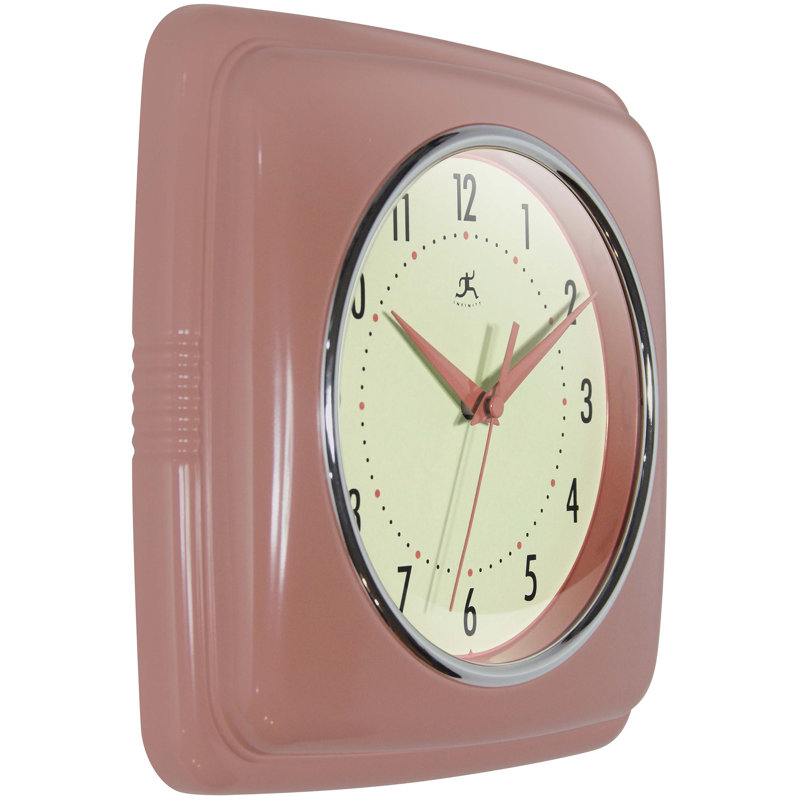 Orrwell Square Plastic Wall Clock 9.25 Inches, Terracotta