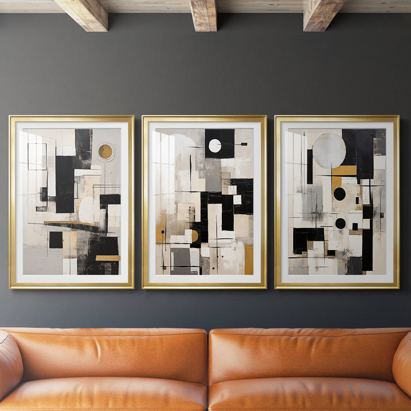 ABSTRACT Series CCCLXXXI  -Custom Framed  Premium Print W Matt - 3 Pieces