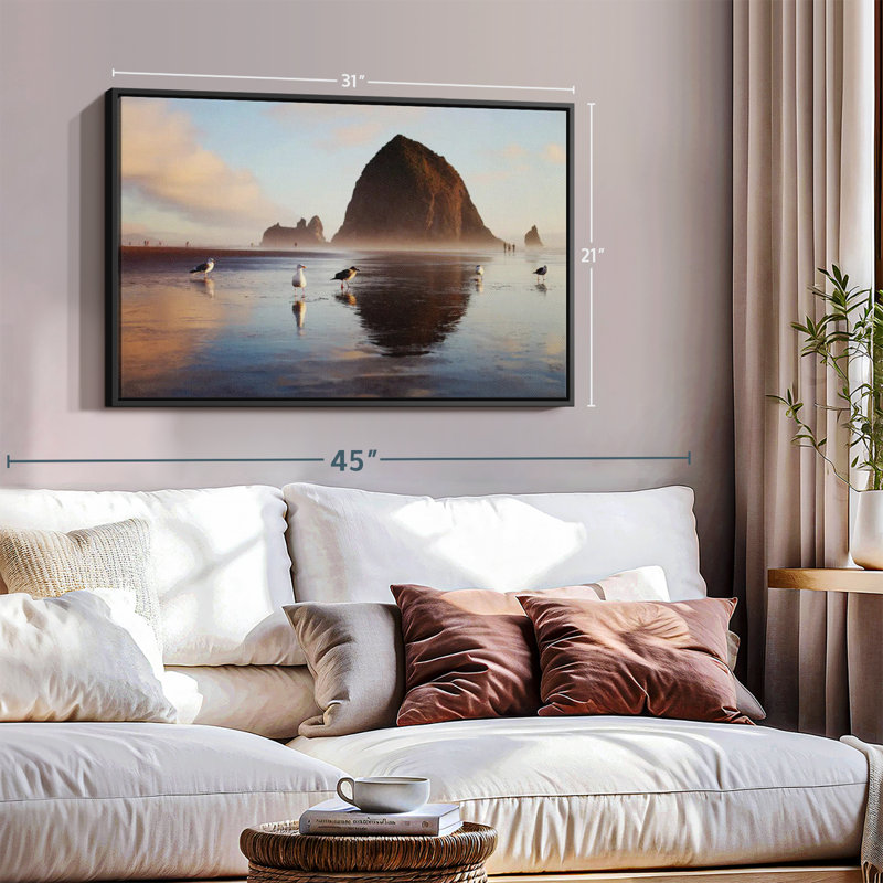 Haystack Rock Seagulls Canvas Print