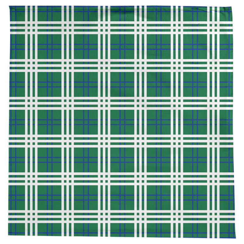Nappe carrée en mélange de coton à carreaux, Vert / Bleu / Blanc