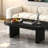 Mid Century Modern Oval Fluted Coffee Table, Farmhouse Wood for Living Room and Office Decor, Durable and Stylish-1179459524