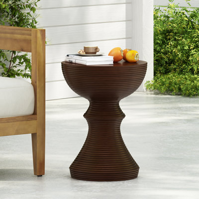 Table d'appoint en béton de 40 cm (16 po), structure nervurée, pour balcon ou extérieur, matériau résistant aux intempéries