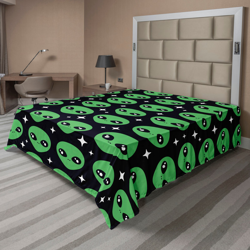 Drap plat Ambesonne Alien, Drap plat pour très grand lit californien