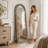Arched Solid Wood Full Length Floor Mirror for Bedroom and Entryway-202688362