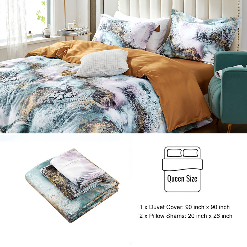 Taylour Brown Long-staple Cotton 500 TC 3 Piece Duvet Cover Set, Queen