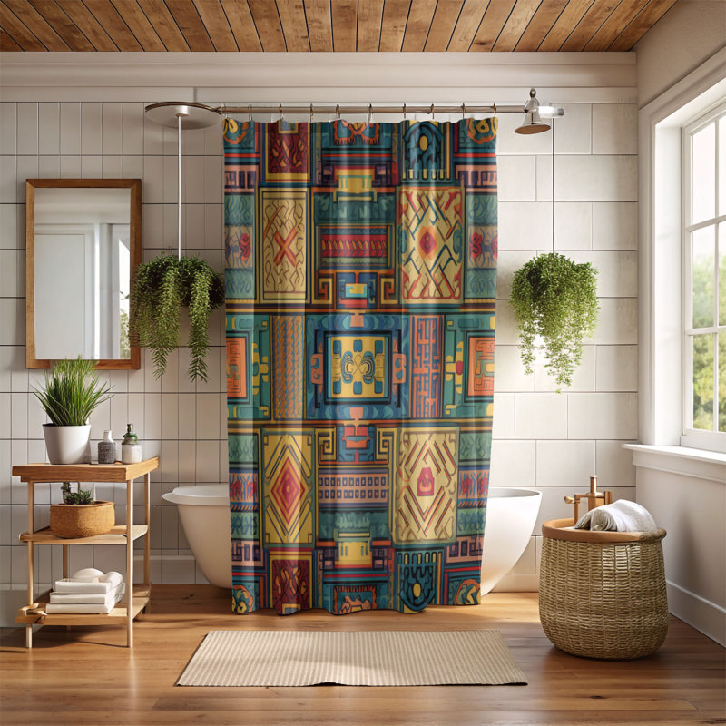Tribal Prints - Rideau de douche Premium, H 74 po x l 71 po