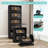 Folding Storage Cabinet ,5 Tiers,Collapsible Storage Bins With Magnetic Door, Plastic Storage Cabinet With Wheels