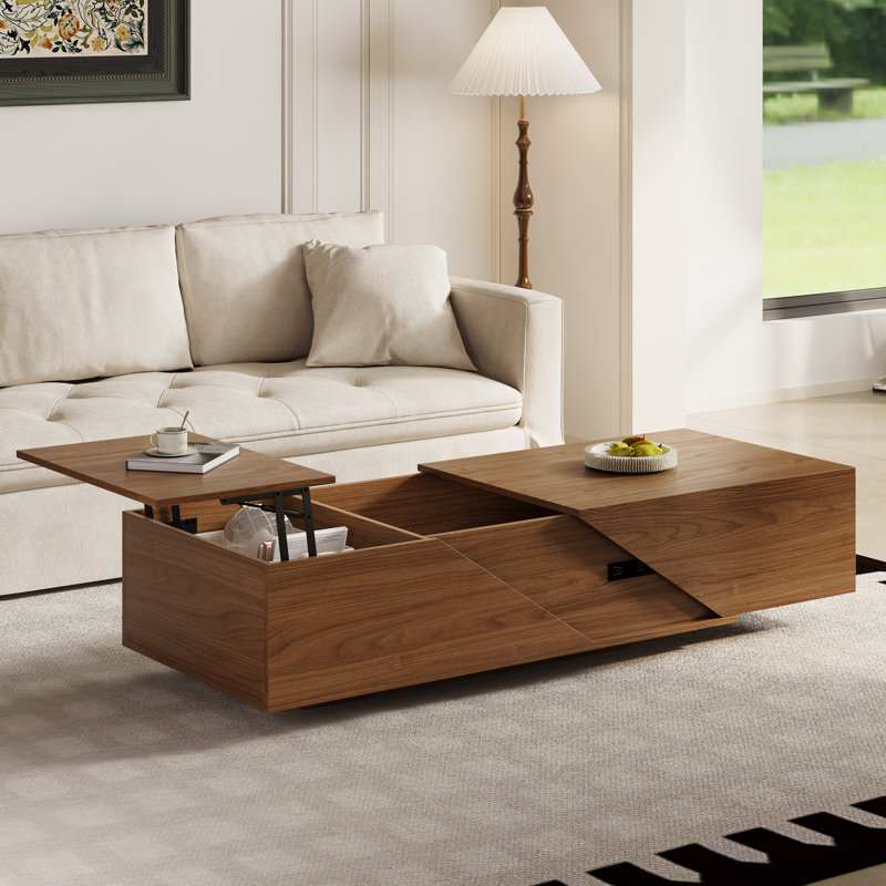 Table basse 47,24 "à plateau relevable avec rangement caché pour salon moderne