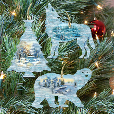 Ensemble de 3 ornements en bois de noël 3 pièces