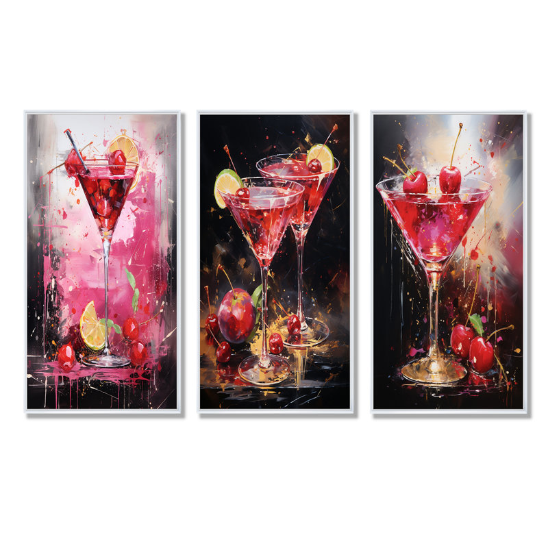 Verre à martini Cosmo Cosmos, Cadre flottant blanc, H 28 po x l 36 po
