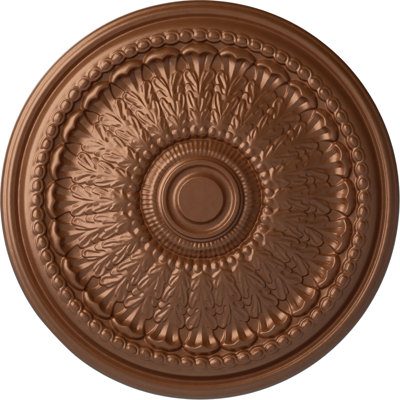 Endurathane Brunswick Ceiling Medallion, 27"OD x 2 1/2"P (Fits Canopies up to 4 1/2"), Hand-Painted Polished Copper Finish