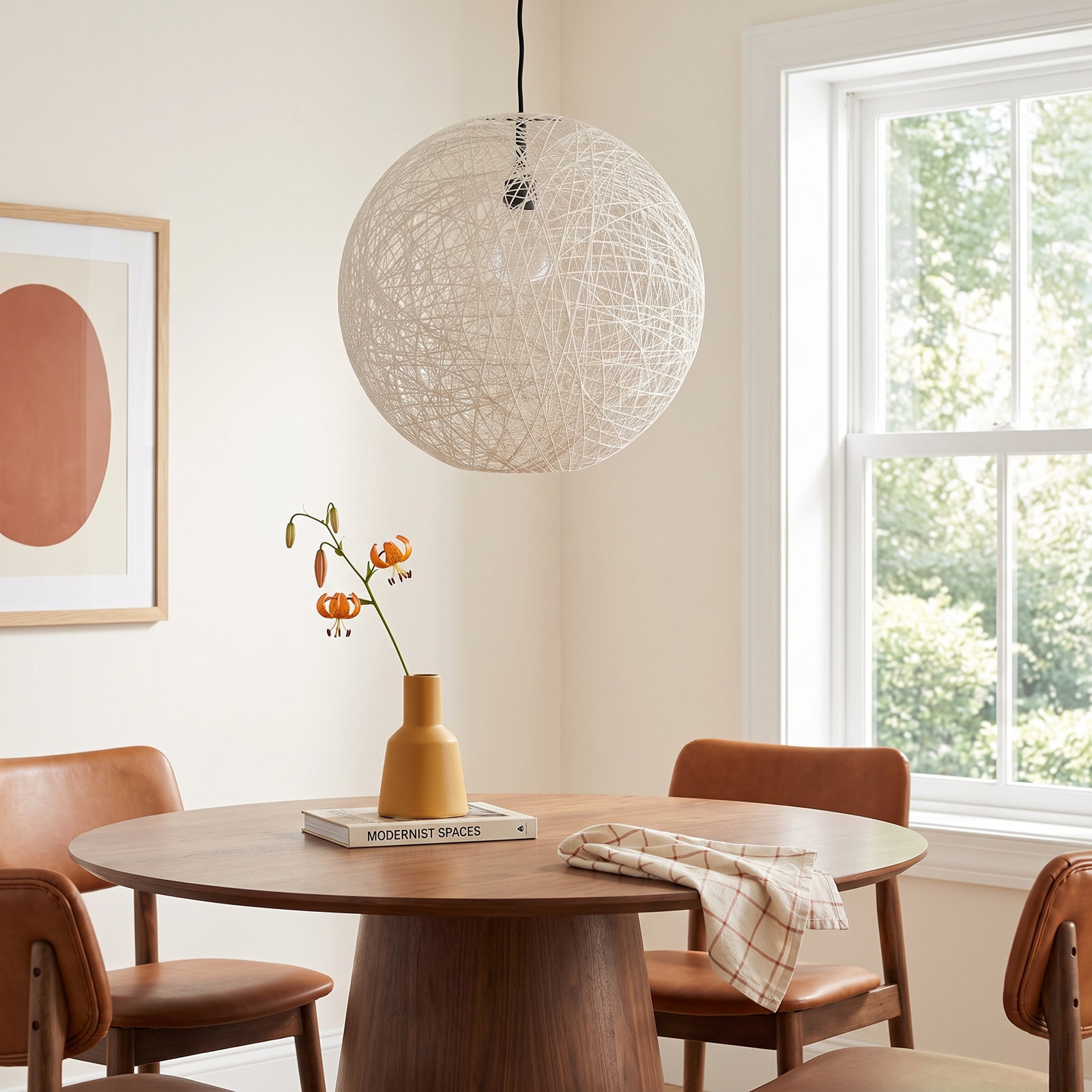 Aline Single Light Rattan Dimmable Plug-in Pendant, 17.25" H x 18" W x 18" D