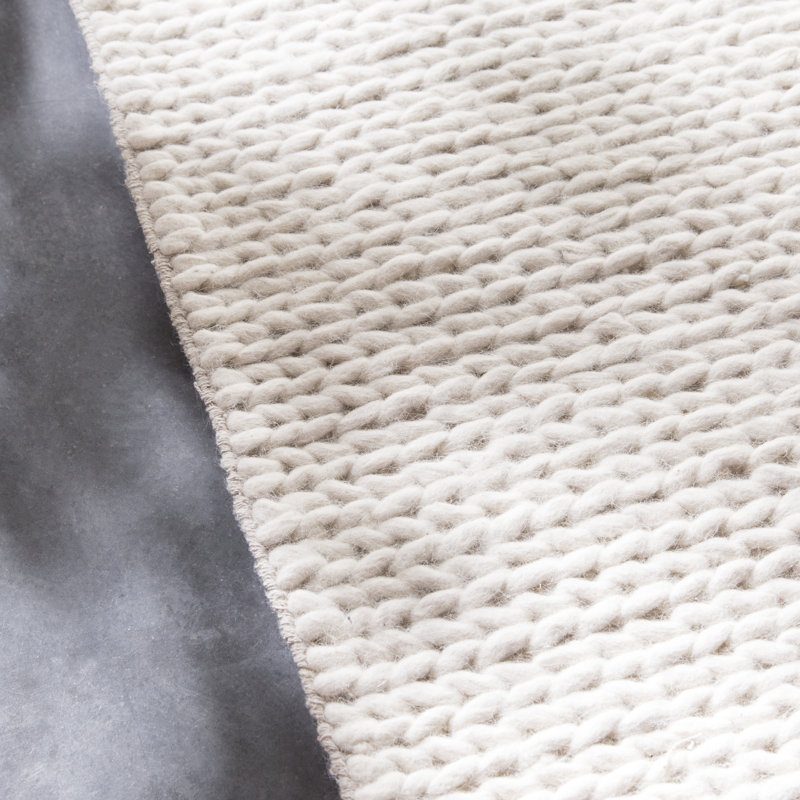 Tapis ivoire tressé à la main Dunanney, Rectangulaire 7 pi 6 po x 9 pi 6 po