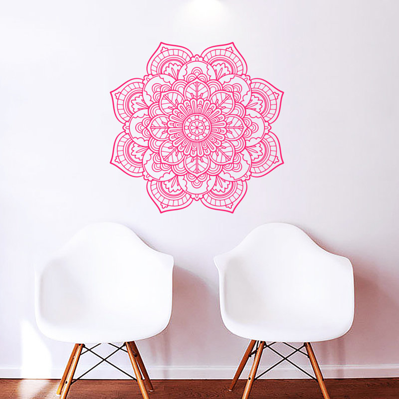 Adhésif décoratif mandala namaste boho yoga autocollants, Rose vif