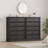 Retro Style Sideboard, Black 5-Drawer Wide Storage Cabinet Featuring Ring Pulls, Versatile Entryway or Lounge Accent Furniture-1242791981