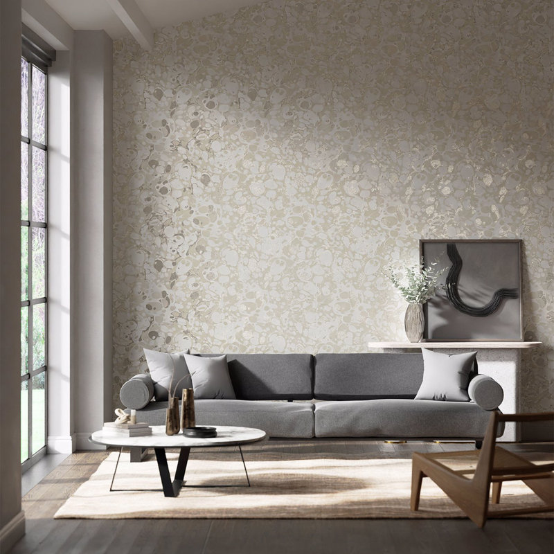 Marble 10.05m x 68.6cm Wallpaper Roll, Awakening/Oyster/Champagne