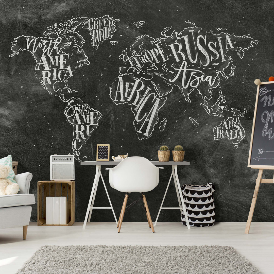 Fototapete Chalk World Map