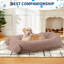 Human Sized Dog Bed for Adults & Large Pets – 71"x45"x12" Orthopedic Pet Sofa with Blanket, High-Density Foam, 2 Storage Pockets, Removable Washable Faux Fur Cover, Portable Lounge – Brown-1175602323