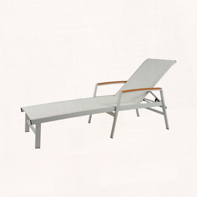 Chaise longue Oxton, fauteuil inclinable d'extérieur réglable à 5 positions avec sièges en filet