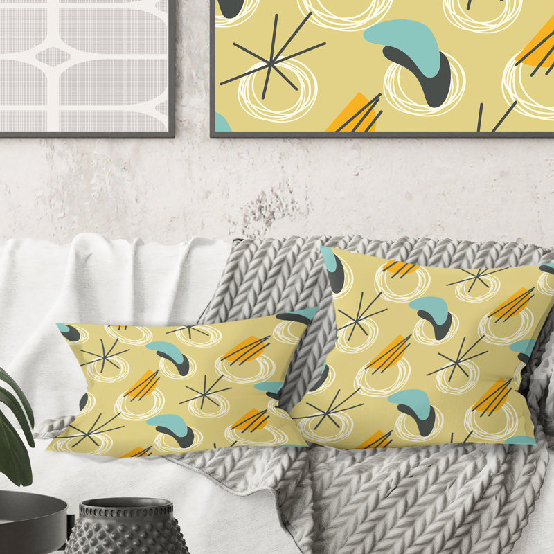 Coussin décoratif rétro imprimé rétro II - Mid-Century, 18 po x 18 po