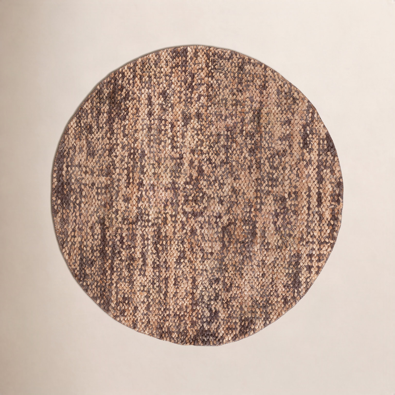 Hand-Woven Abstract Jute Rug, Round 6'