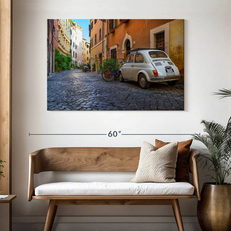 Rue pavée Sireci à Rome, H 32 po x l 48 po