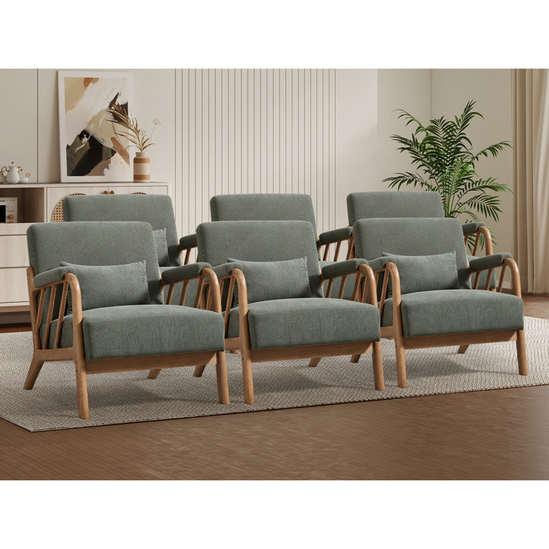 Chaise d'appoint moderne rembourrée en bois massif de 27,17 po de largeur avec coussin supplémentaire (ensemble de 6)