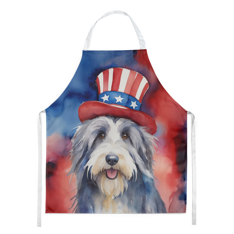 Patriotic American Apron, Bearded Collie