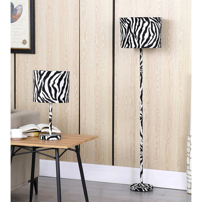 Lampe de table 19,25 po en faux suède et zèbre en métal