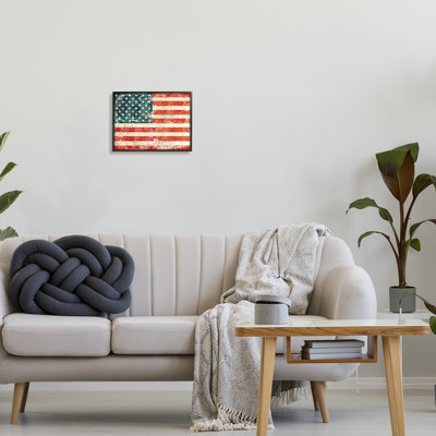 «Rustic American Flag» encadré sur bois par Peter Horjus, impression