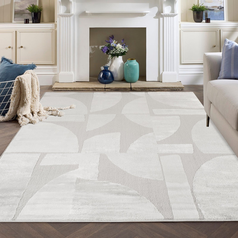 Hamilton Modern Metallic Sheen Area Rug - Polypropylene Weaving - Jute Backing - Abstract Motif Geometric Lines Design Rugs, Silver