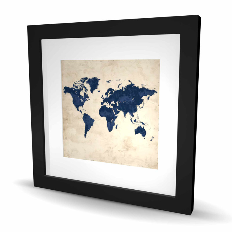 Terre bleue | Reproduction encadrée matte pour la décoration intérieure, Noir, H 16 po x l 16 po
