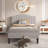 Twin Size Gray Teddy Fabric Upholstered Platform Bed Frame with Height-Adjustable Headboard, Noise-Free Storage Design, No Box Spring Needed-733673147-726183389