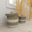 Seagrass Handmade Woven Two-Toned White Decorative and Functional Brown Storage Basket
