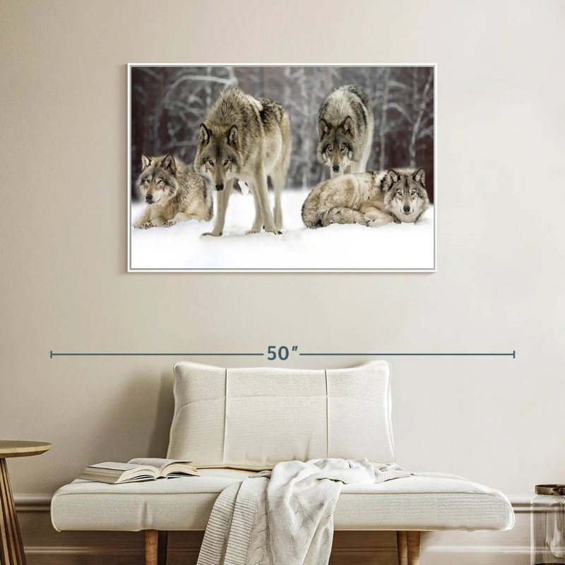 Loup, Cadre flottant blanc, 40 po x 27 po