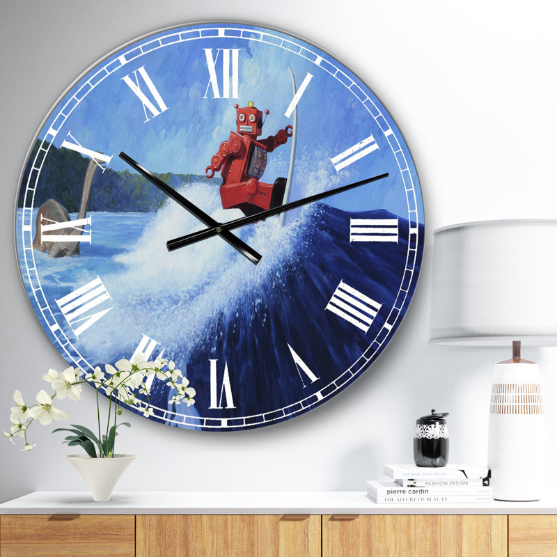 Surfer Joe - Grande horloge murale moderne, Grand