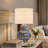 20.25” Blue Gourd Table Lamp With Glass Base And White Fabric Shade-1908594500