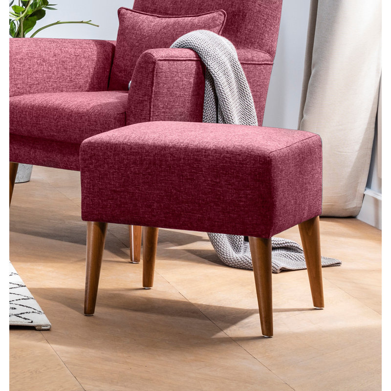 Repose-pieds rectangulaire 19,7 po de large, 100 % lin rouge bordeaux